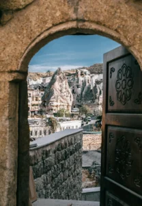 first time in cappadocia-cave hotel door on view