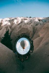 first time in cappadocia-balloon view on the mirror